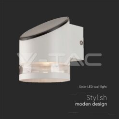 1w Led Соларна Стенна Лампа Smd Бяло Тяло Ip44 3000k VTAC-10395