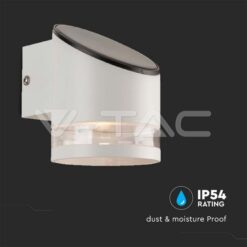 1w Led Соларна Стенна Лампа Smd Бяло Тяло Ip44 3000k VTAC-10395