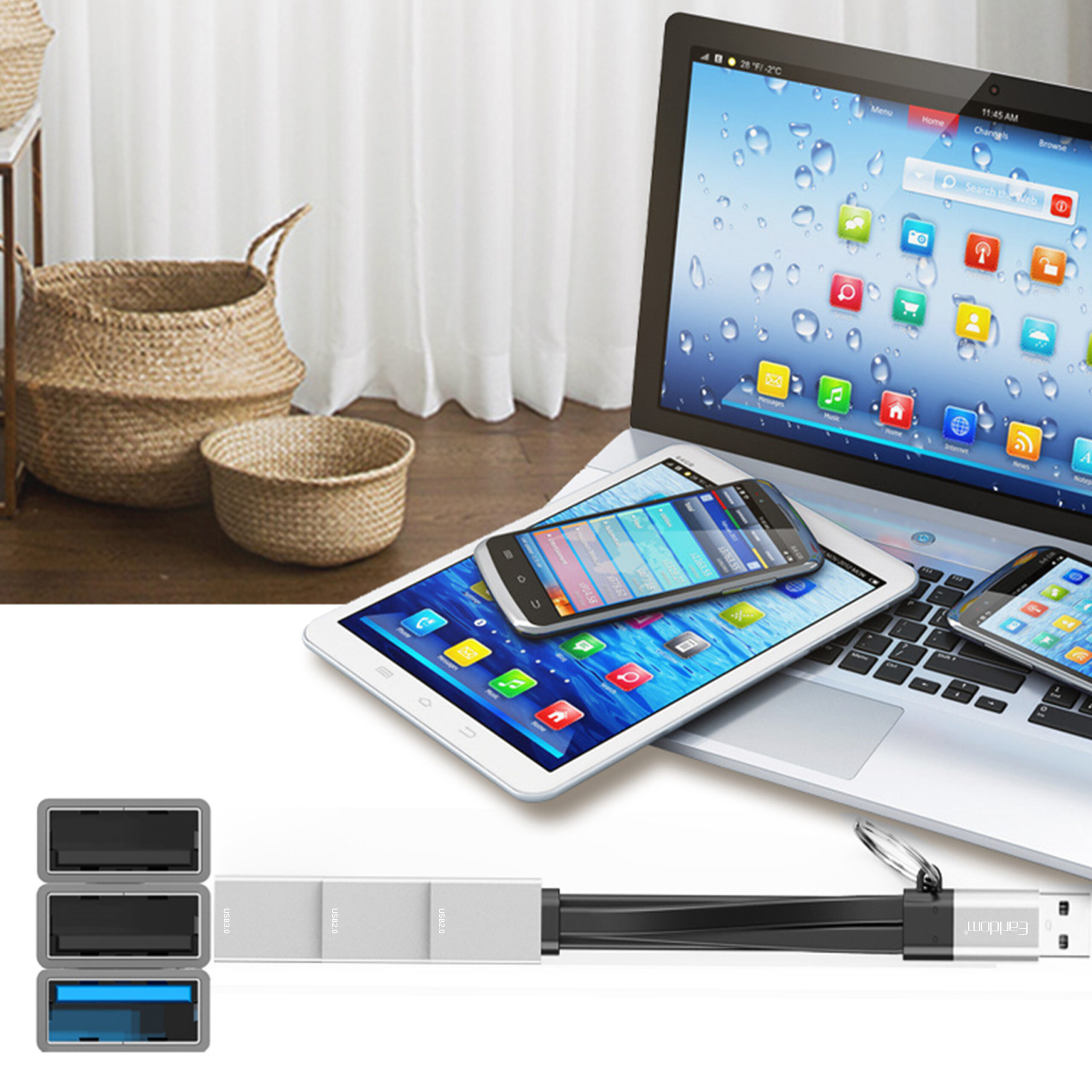 USB хъб Earldom ET-HUB15A, 3 Порта, OTG, Черен - 12066 D-12066 4 USB хъб Earldom ET-HUB15A, 3 Порта, OTG, Черен - 12066 - Image 2