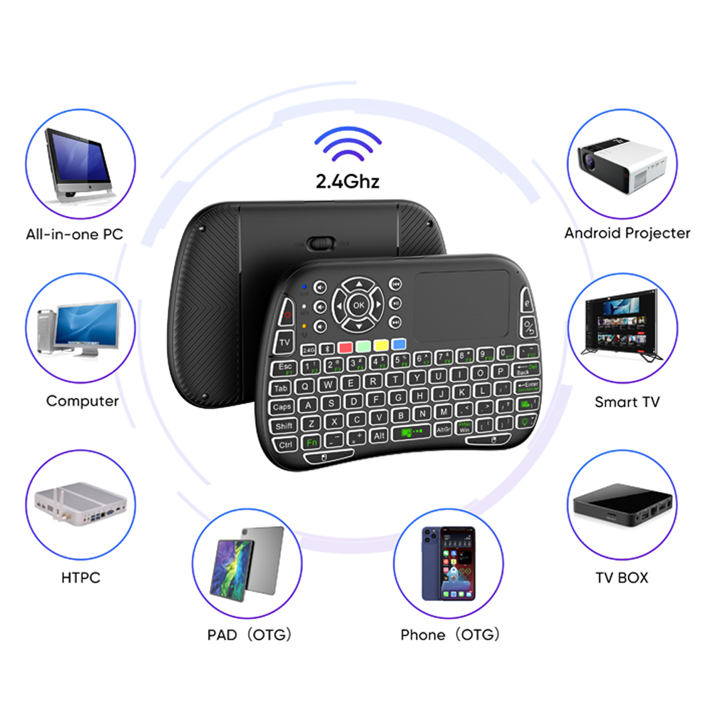 Мини клавиатура No brand M9, USB 2.4GHz, Bluetooth, Микрофон, IR програмируема, Тъчпад, Черен - 13055