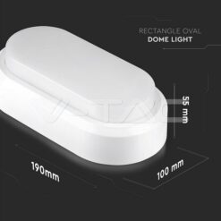 8w Led Плафон Ip54 Бяло Тяло Овал 3000k - 1311 VTAC-1311