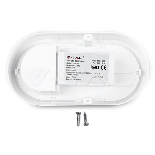 8w Led Плафон Ip54 Бяло Тяло Овал 3000k - 1311 - Image 7