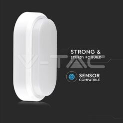 8w Led Плафон Ip54 Бяло Тяло Овал 3000k - 1311 VTAC-1311
