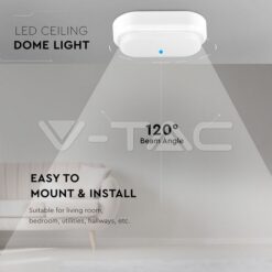 8w Led Плафон Ip54 Бяло Тяло Овал 3000k - 1311 VTAC-1311
