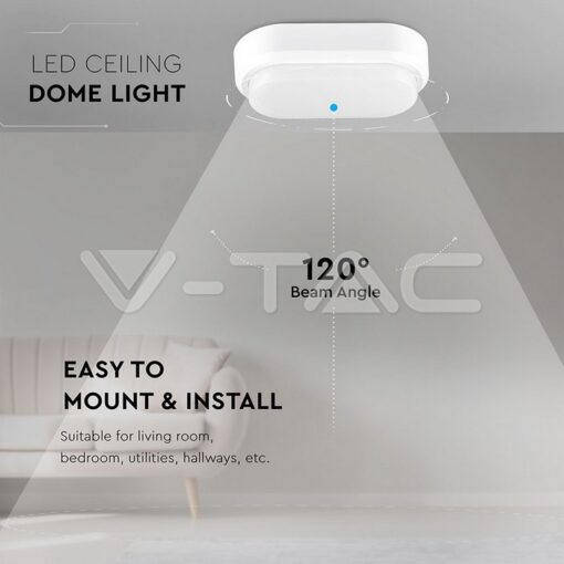8w Led Плафон Ip54 Бяло Тяло Овал 3000k - 1311 - Image 9