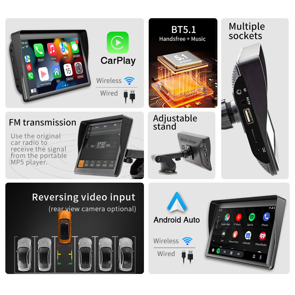 Преносим CarPlay / Android Auto дисплей No brand X600L, 7", За автомобил - 13311 D-13311 12 Преносим CarPlay / Android Auto дисплей No brand X600L, 7", За автомобил - 13311 - Image 10