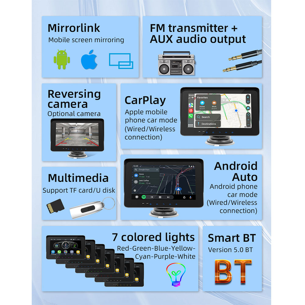 Преносим CarPlay / Android Auto дисплей No brand X5310L, 7", За автомобил - 13313 D-13313 12 Преносим CarPlay / Android Auto дисплей No brand X5310L, 7", За автомобил - 13313 - Image 10