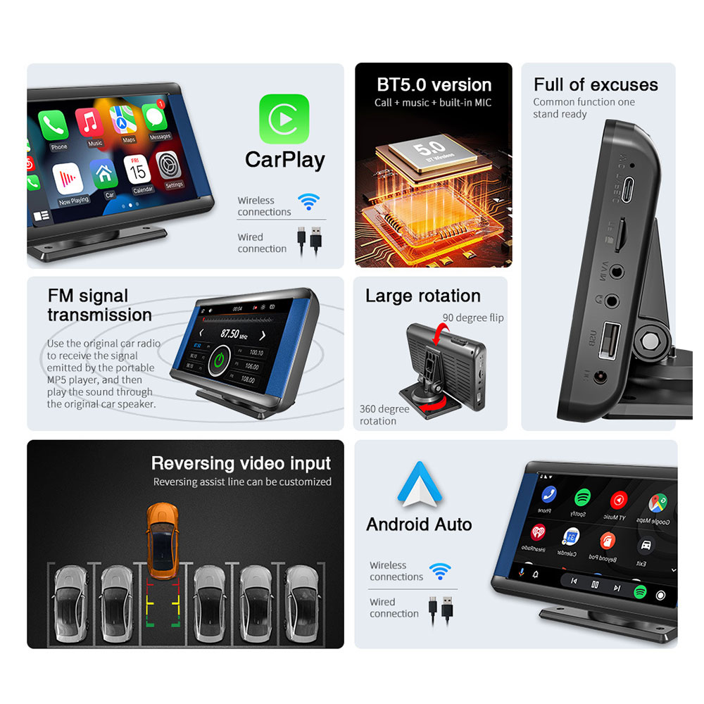 Преносим CarPlay / Android Auto дисплей No brand X300L, 7", За автомобил - 13314 D-13314 13 Преносим CarPlay / Android Auto дисплей No brand X300L, 7", За автомобил - 13314 - Image 11