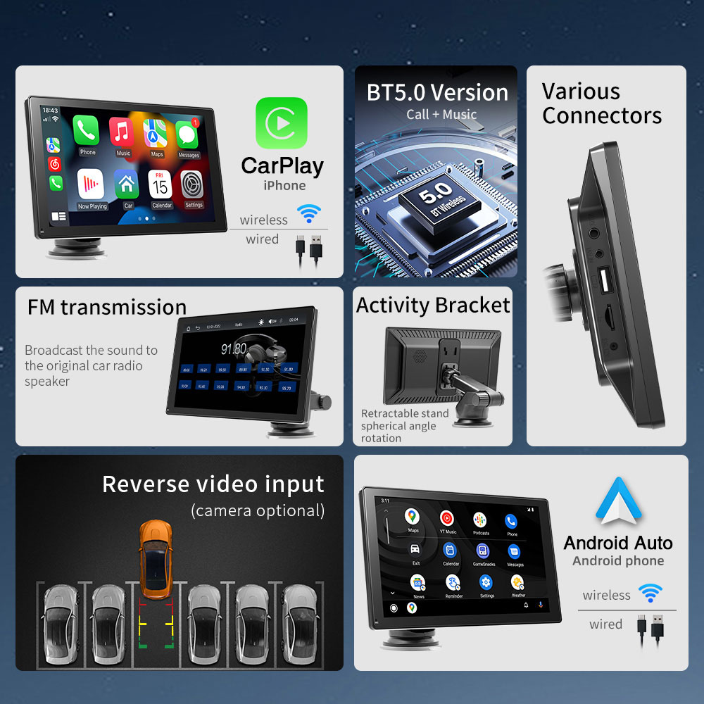 Преносим CarPlay / Android Auto дисплей No brand X5305L, 9", За автомобил - 13315 D-13315 11 Преносим CarPlay / Android Auto дисплей No brand X5305L, 9", За автомобил - 13315 - Image 9