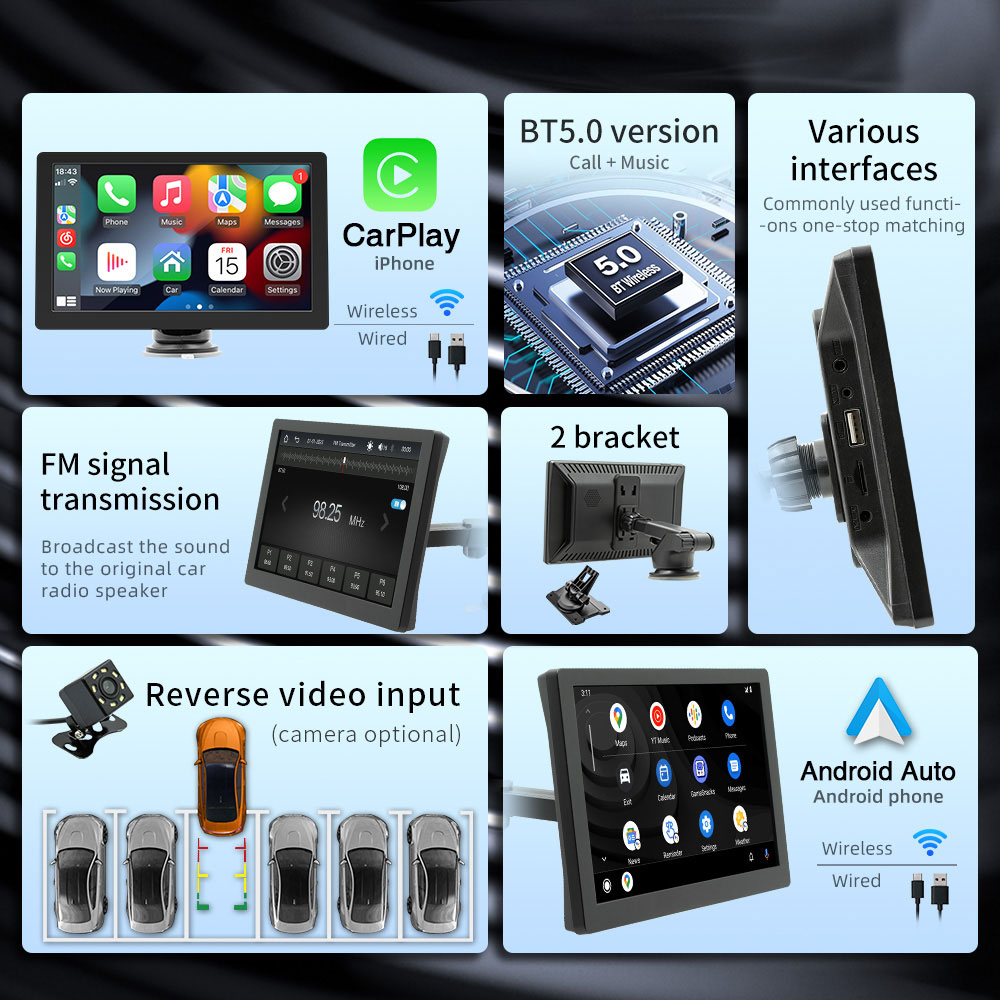 Преносим CarPlay / Android Auto дисплей No brand X5308L, 9", За автомобил - 13317 D-13317 14 Преносим CarPlay / Android Auto дисплей No brand X5308L, 9", За автомобил - 13317 - Image 12
