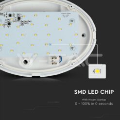 12w Led Овално Тяло Външен Монтаж Бяло Тяло Ip66 Топло Бяла Светлина - 1351 VTAC-1351
