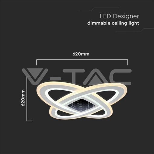 130w Led Осветител За Таван (62*62*5cm) Cct: 3000k+6000k Димираща + Дистанционно - Image 7