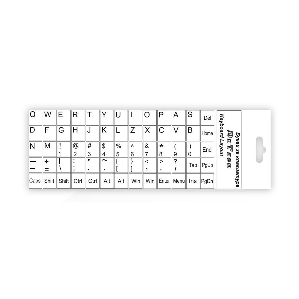 Букви за клавиатура, DeTech, Латиница, Бял - 17045