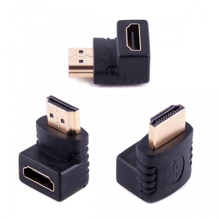 Преходник No brand, HDMI F - HDMI M, Ъглов, Черен - 17121