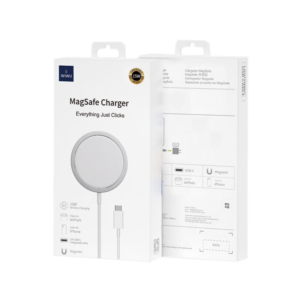 Безжично зарядно устройство WiWu M5 MagSafe, Qi, 15W, Бял - 17735 D-17735 4 Безжично зарядно устройство WiWu M5 MagSafe, Qi, 15W, Бял - 17735 - Image 2