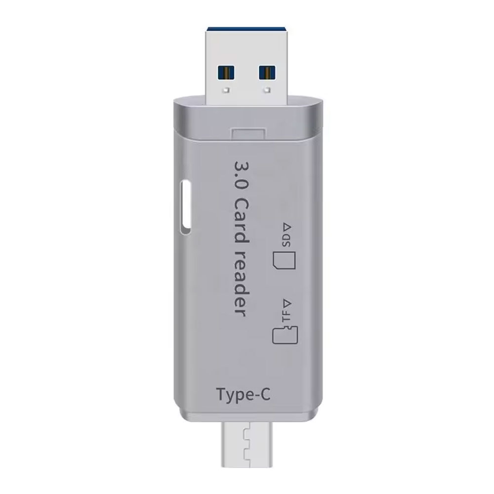 Четец за карти DeTech, USB Type-C - USB 3.0 OTG, SD, TF, сребрист - 17854 D-17854 4 Четец за карти DeTech, USB Type-C - USB 3.0 OTG, SD, TF, сребрист - 17854 - Image 2