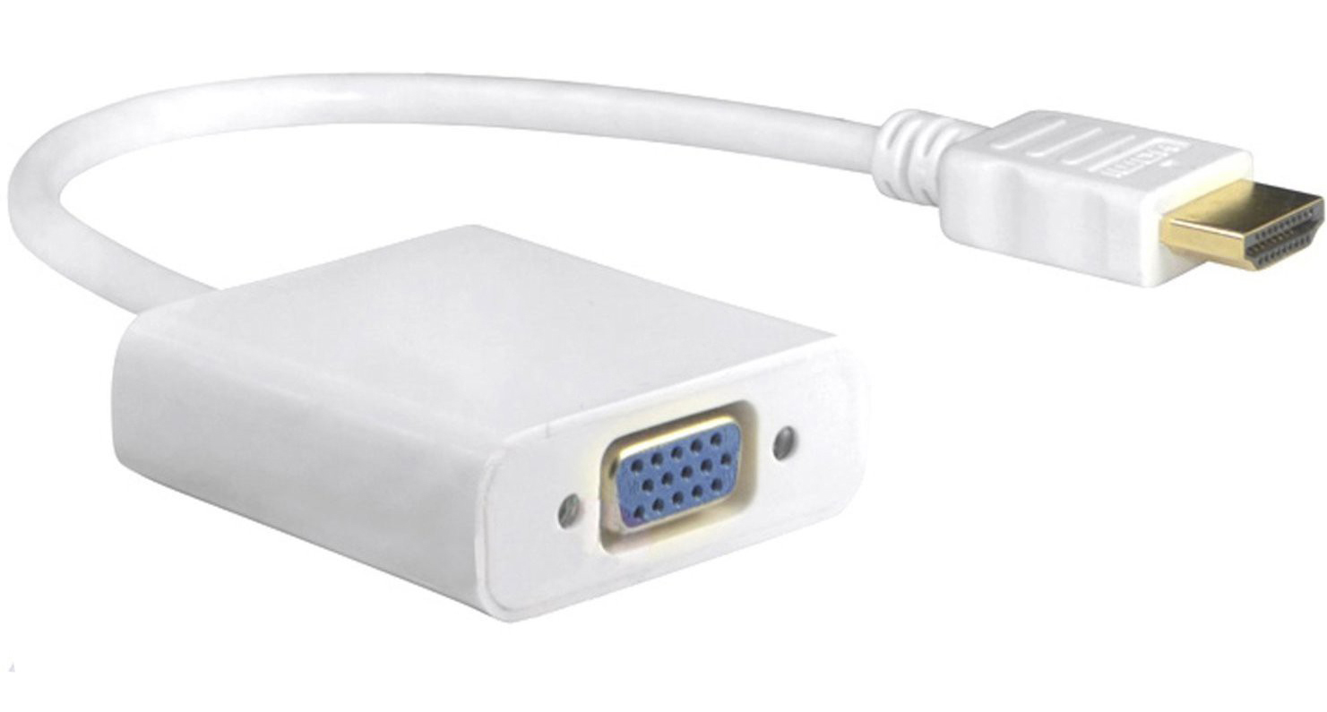 Преходник No brand, HDMI M - VGA F, 0.15м, Бял - 18153 D-18153 3 Преходник No brand, HDMI M - VGA F, 0.15м, Бял - 18153
