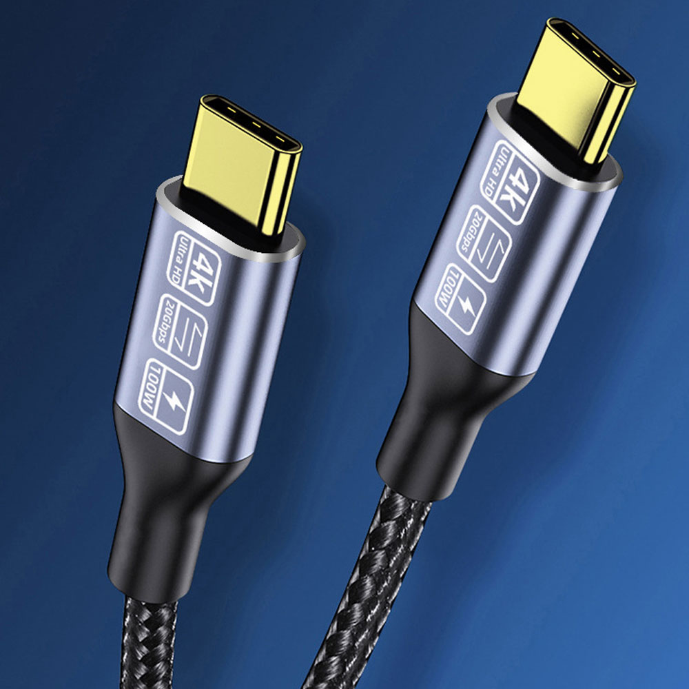 Кабел DeTech, Type-C - Type-C, 100W, 4K, 20GB/s, PD, 1.0m, Черен - 18382 D-18382 5 Кабел DeTech, Type-C - Type-C, 100W, 4K, 20GB/s, PD, 1.0m, Черен - 18382 - Image 3
