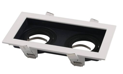 КВАДРАТНО ТЯЛО БЯЛО/ЧЕРНО 2*GU10 ЦОКЪЛ АЛУМИНИЙ IP20 MAX-35W
