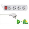 РАЗКЛ. 4 ГНЕЗДА С КЛЮЧ, 1.5 М КАБЕЛ /3G1.5mm/ DIL-10605