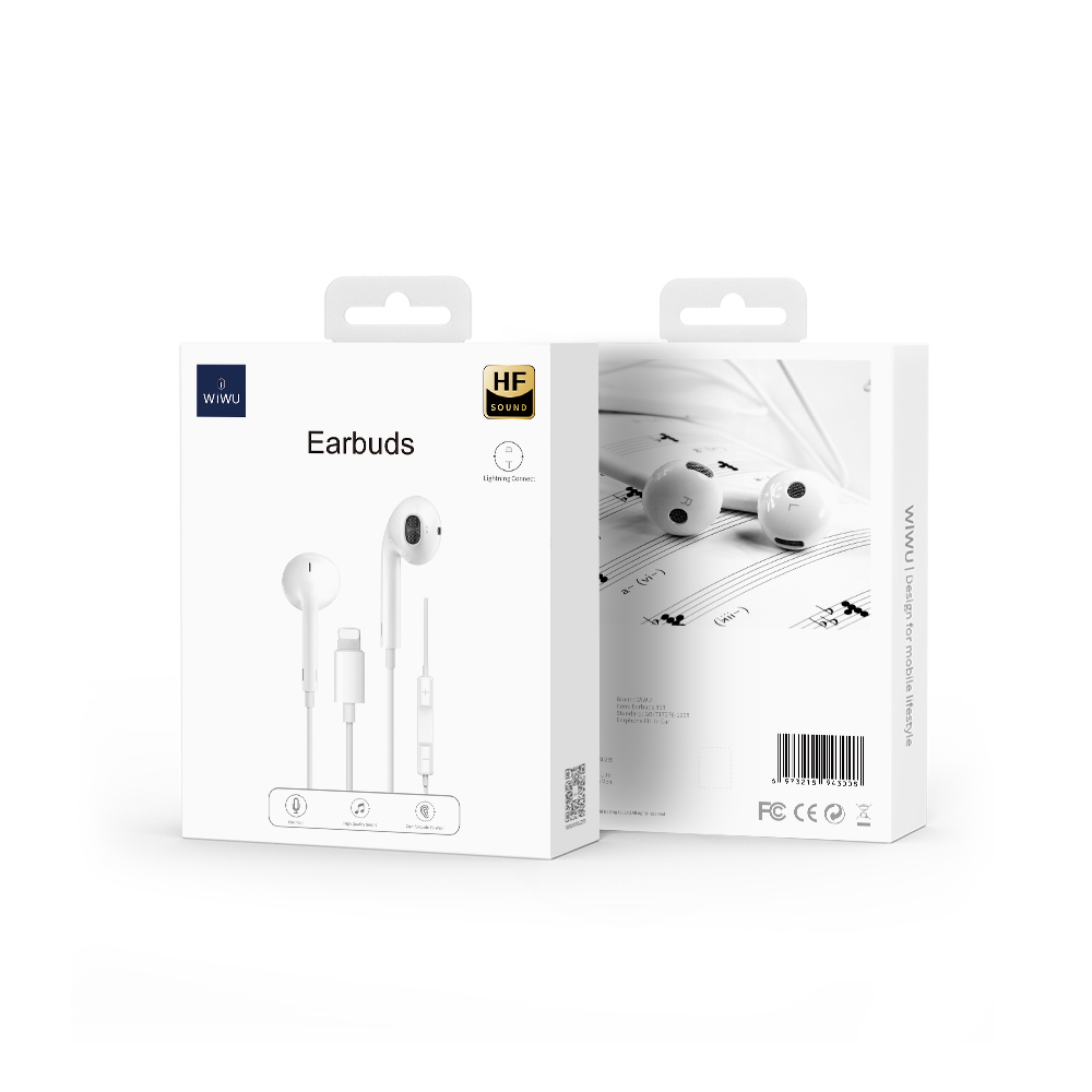 Слушалки за мобилни устройства WiWu Earbuds 302, Lightning, Mикрофон, Бял - 20732 D-20732 5 Слушалки за мобилни устройства WiWu Earbuds 302, Lightning, Mикрофон, Бял - 20732 - Image 3