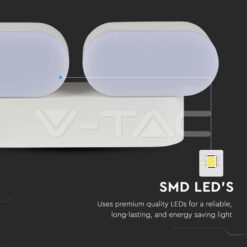 10w Led Стенна Двойна 3000k Бяла Ip65 Подвиж.-Sku:218292 VTAC-218292