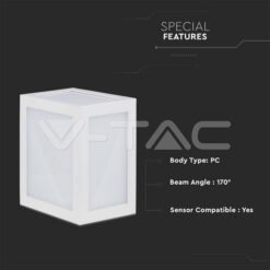 12w Led Стенна Лампа 4000k Бяла Ip65-Sku:218335 VTAC-218335