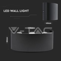 5w Led Стенна Лампа 3000k 6 Лъча Черна-Sku:218615 VTAC-218615
