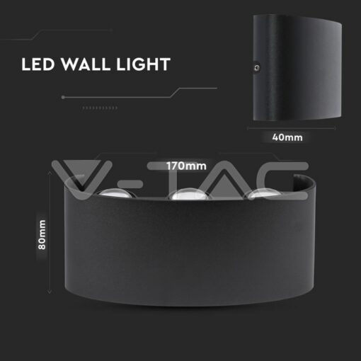 5w Led Стенна Лампа 3000k 6 Лъча Черна-Sku:218615 - Image 6