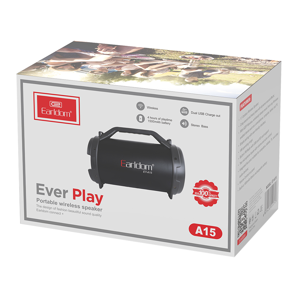 Тонколона Earldom ET-A15, Караоке, Bluetooth, USB, FM, AUX, Черен - 22201 D-22201 3 Тонколона Earldom ET-A15, Караоке, Bluetooth, USB, FM, AUX, Черен - 22201 - Image 2