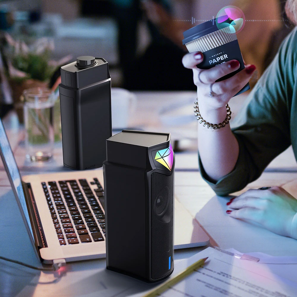 Тонколони Onikuma L1, 2x5W, USB, RGB, Черен - 22272