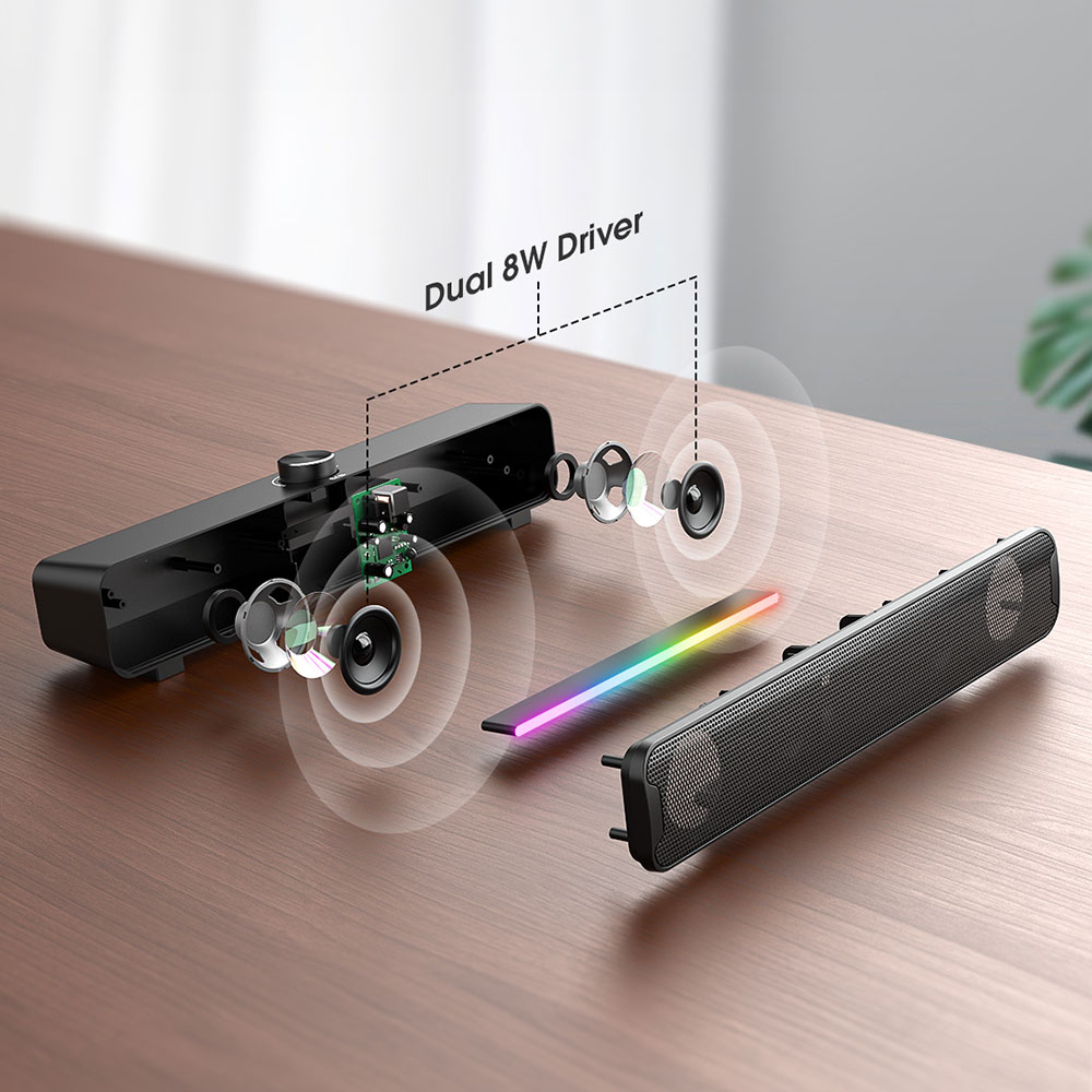 Тонколона Onikuma L16, 2x5W, Bluetooth, USB, RGB, Черен - 22218 D-22218 5 Тонколона Onikuma L16, 2x5W, Bluetooth, USB, RGB, Черен - 22218 - Image 3