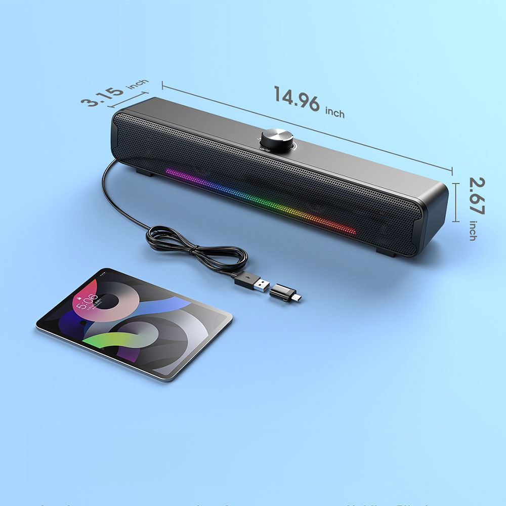 Тонколона Onikuma L16, 2x5W, Bluetooth, USB, RGB, Черен - 22218 D-22218 8 Тонколона Onikuma L16, 2x5W, Bluetooth, USB, RGB, Черен - 22218 - Image 6