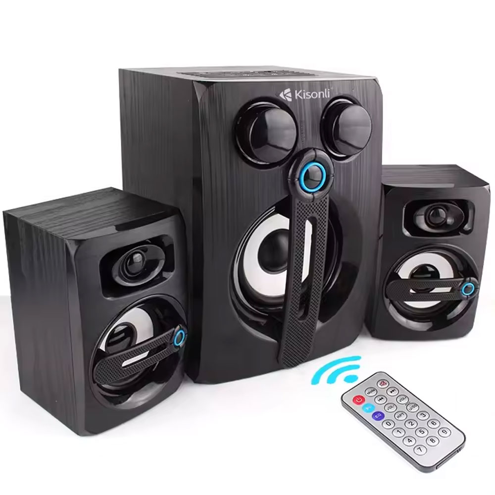 Тонколони Kisonli TM-9000A, Bluetooth, USB, AUX, SD, FM, 12W+2x5W, Черен - 22219 D-22219 4 Тонколони Kisonli TM-9000A, Bluetooth, USB, AUX, SD, FM, 12W+2x5W, Черен - 22219 - Image 2