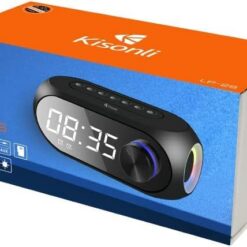 Тонколона Kisonli LP-2S, Bluetooth, Часовник, SD, FM, AUX, RGB, Черен - 22280 D-22280