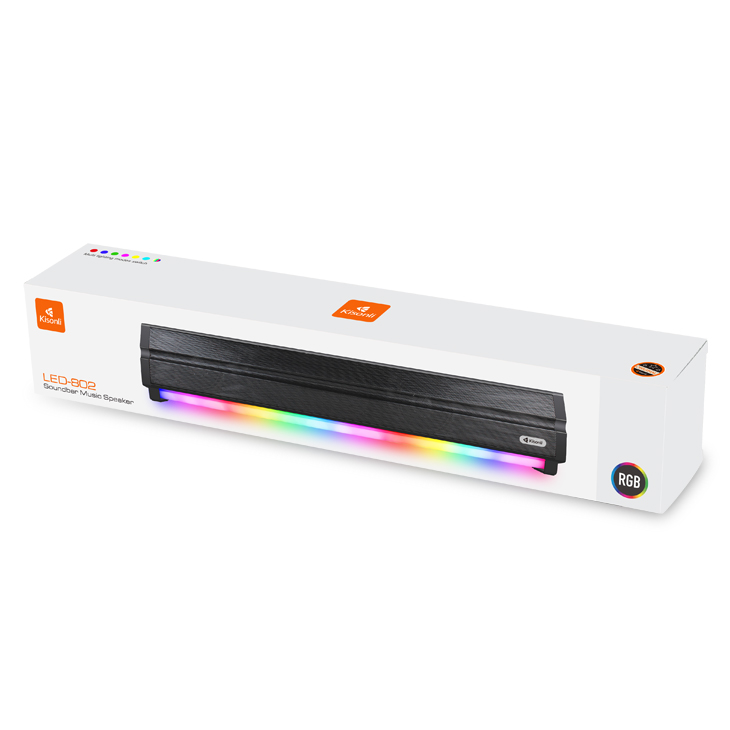 Тонколона Kisonli LED-802, Bluetooth, USB, SD, RGB, AUX, FM, Черен - 22314 D-22314 5 Тонколона Kisonli LED-802, Bluetooth, USB, SD, RGB, AUX, FM, Черен - 22314 - Image 3