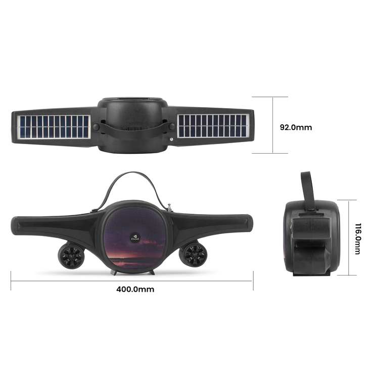 Тонколона Kisonli SC-21, Bluetooth, Солар, USB, SD, FM, Черен - 22321
