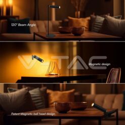 3w Led Магнитна Настолна Лампа 4000k Черно Тяло VTAC-23042