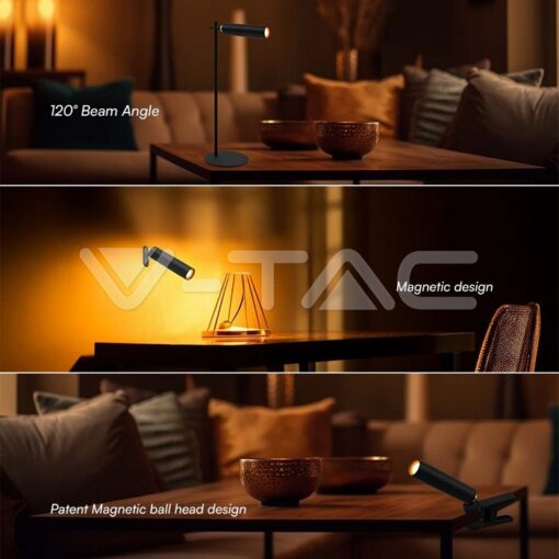 3w Led Магнитна Настолна Лампа 4000k Черно Тяло - Image 5