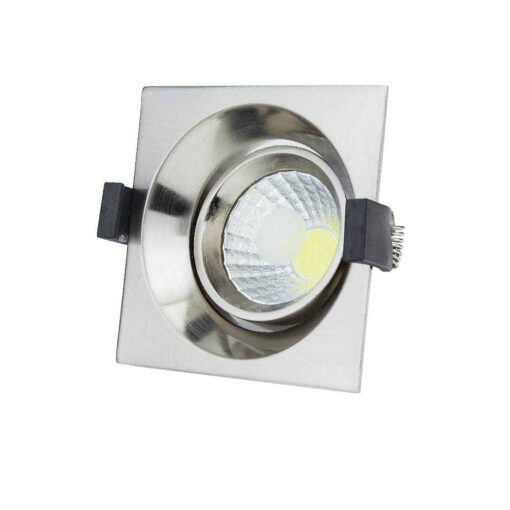 8W LED ЛУНА COB КВАДРАТНА, НАСОЧВАЩА СЕ, 6000K – INOX