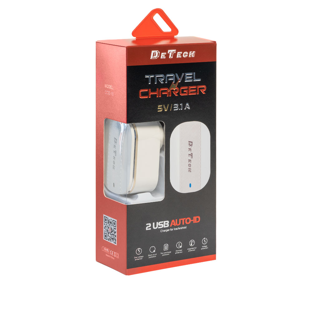 Мрежово зарядно устройство DeTech, DE-15, 5V/3.1A 220V, 2 x USB, Бял - 40095 D-40095 8 Мрежово зарядно устройство DeTech, DE-15, 5V/3.1A 220V, 2 x USB, Бял - 40095 - Image 6