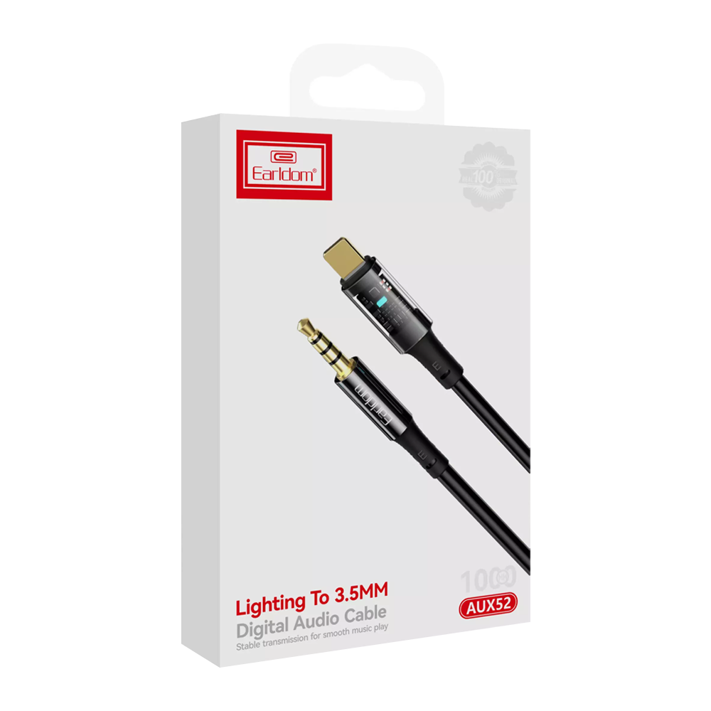 Аудио кабел Earldom ET-AUX52, 3.5mm към Lightning, 1.0м, Черен - 40220