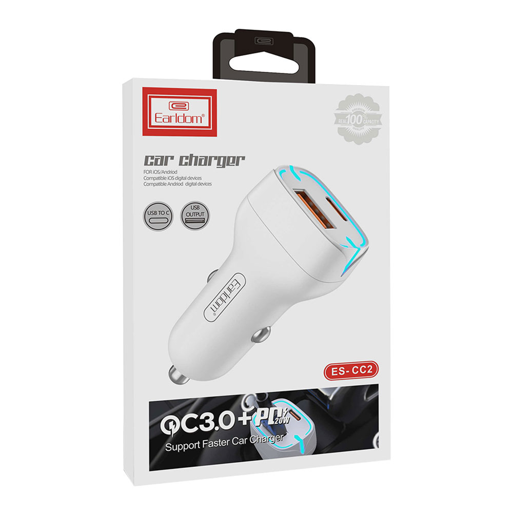 Зарядно устройство за кола Earldom ES-CC2, 1xUSB QC3.0, 1xType-C PD, Различни цветове - 40246 D-40246 4 Зарядно устройство за кола Earldom ES-CC2, 1xUSB QC3.0, 1xType-C PD, Различни цветове - 40246 - Image 2