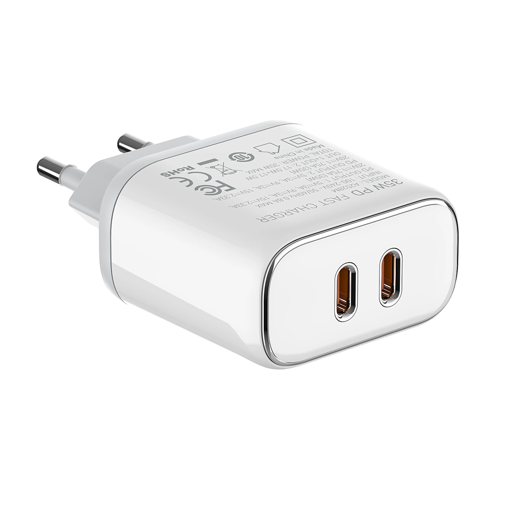 Мрежово зарядно устройство LDNIO A2528M, MFi, 35W, 2 x Type-C F, PD, С Кабел Type-C към Lightning, Бял - 40280 D-40280 5 Мрежово зарядно устройство LDNIO A2528M, MFi, 35W, 2 x Type-C F, PD, С Кабел Type-C към Lightning, Бял - 40280 - Image 3