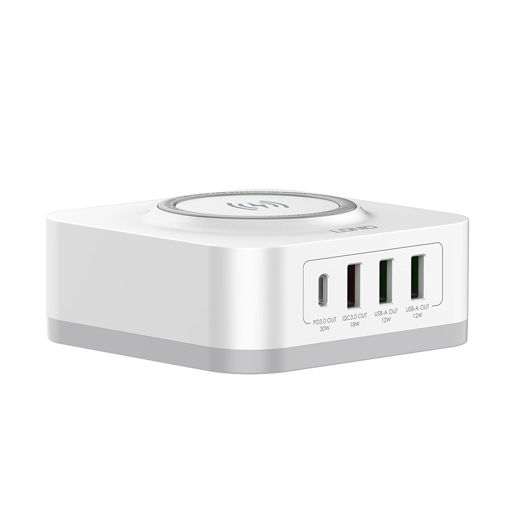 Безжично зарядно устройство LDNIO, 32W, Qi, 1 x Type-C F, 3 x USB F, PD, QC, PPS, Бял - 40294 D-40294 5 Безжично зарядно устройство LDNIO, 32W, Qi, 1 x Type-C F, 3 x USB F, PD, QC, PPS, Бял - 40294 - Image 3