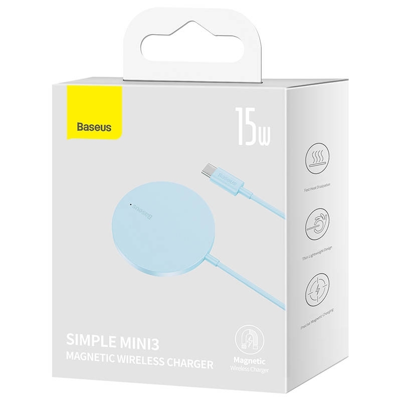 Безжично зарядно устройство Baseus Simple Mini 3, Qi, 15W, Син - 40382 D-40382 6 Безжично зарядно устройство Baseus Simple Mini 3, Qi, 15W, Син - 40382 - Image 4
