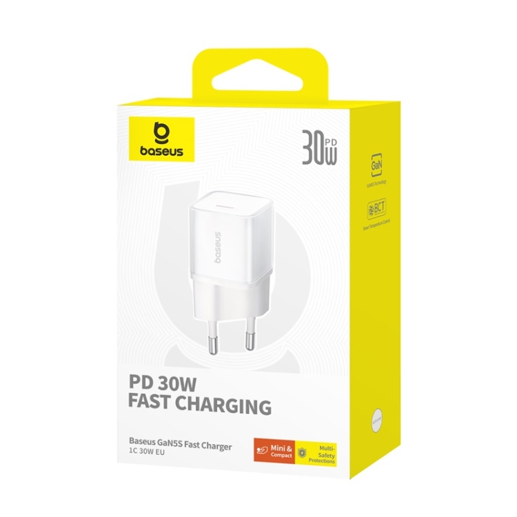 Мрежово зарядно устройство Baseus GaN5S Fast Charger 1C, 30W, 1 x Type-C F, Бял - 40405 D-40405 5 Мрежово зарядно устройство Baseus GaN5S Fast Charger 1C, 30W, 1 x Type-C F, Бял - 40405 - Image 3