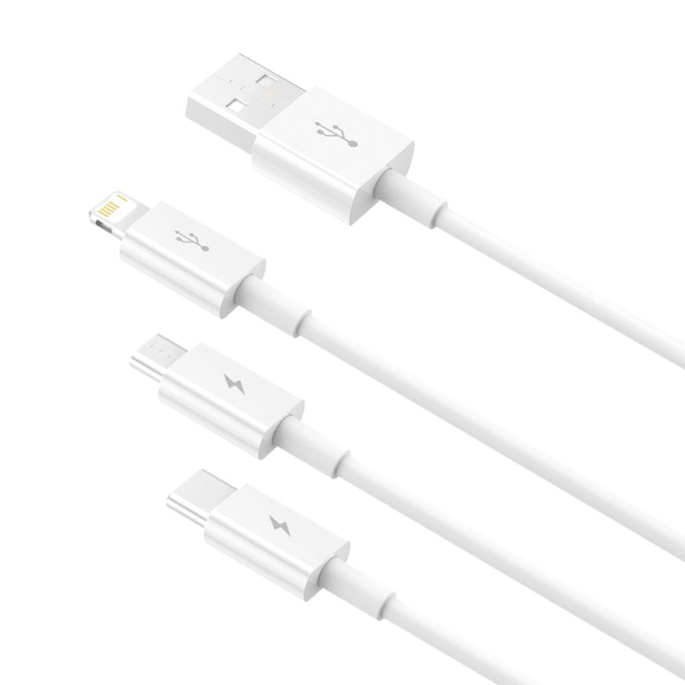 Кабел за зареждане Baseus Superior, 3 в 1, Micro USB, Lightning, Type-C, 1.0m, Бял - 40438 D-40438 4 Кабел за зареждане Baseus Superior, 3 в 1, Micro USB, Lightning, Type-C, 1.0m, Бял - 40438 - Image 2