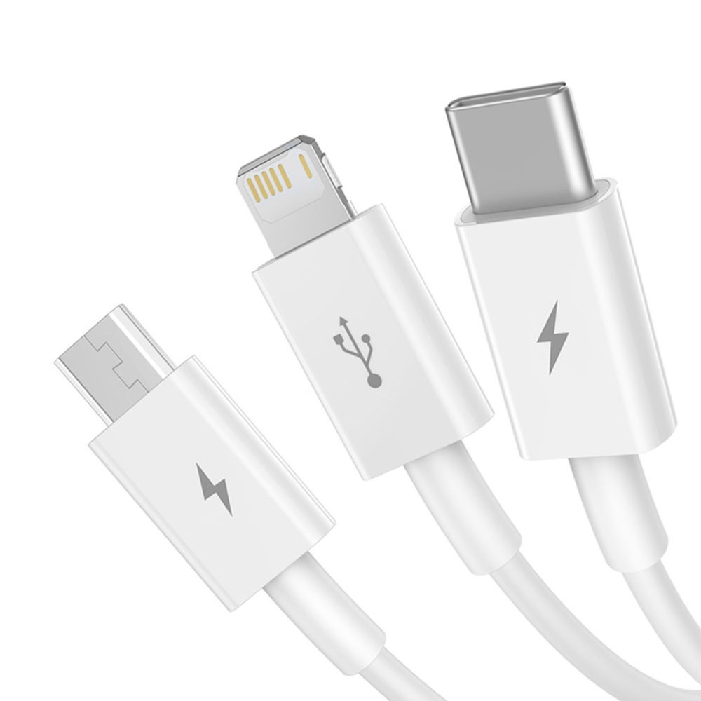 Кабел за зареждане Baseus Superior, 3 в 1, Micro USB, Lightning, Type-C, 1.0m, Бял - 40438 D-40438 6 Кабел за зареждане Baseus Superior, 3 в 1, Micro USB, Lightning, Type-C, 1.0m, Бял - 40438 - Image 4