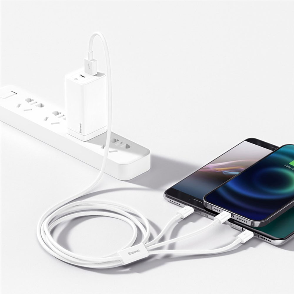 Кабел за зареждане Baseus Superior, 3 в 1, Micro USB, Lightning, Type-C, 1.0m, Бял - 40438 D-40438 7 Кабел за зареждане Baseus Superior, 3 в 1, Micro USB, Lightning, Type-C, 1.0m, Бял - 40438 - Image 5